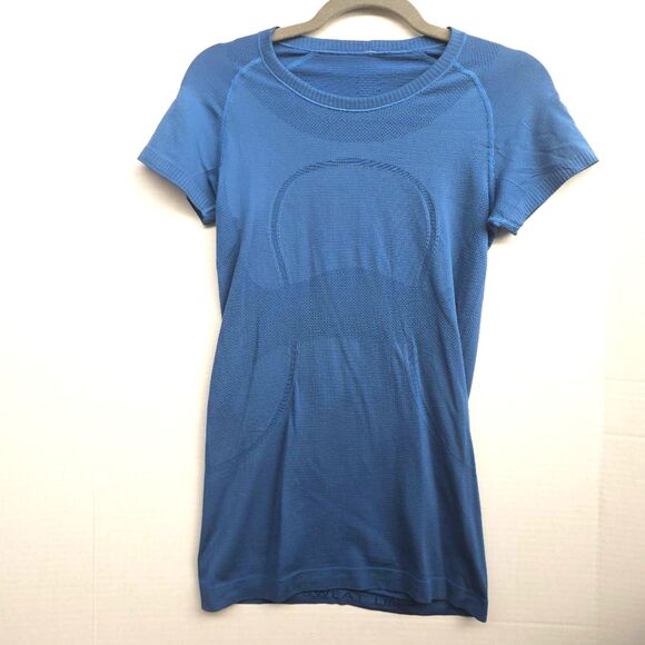 Lululemon Swiftly Tech Short Sleeve Crew | Women’s Size 6 Heathered Harbor Blue - Picture 3 of 5